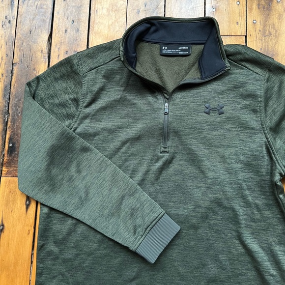 Under Armour Men’s Medium 1/4 Zip Fleece Green Heathered Pullover Activewear - Picture 2 of 11